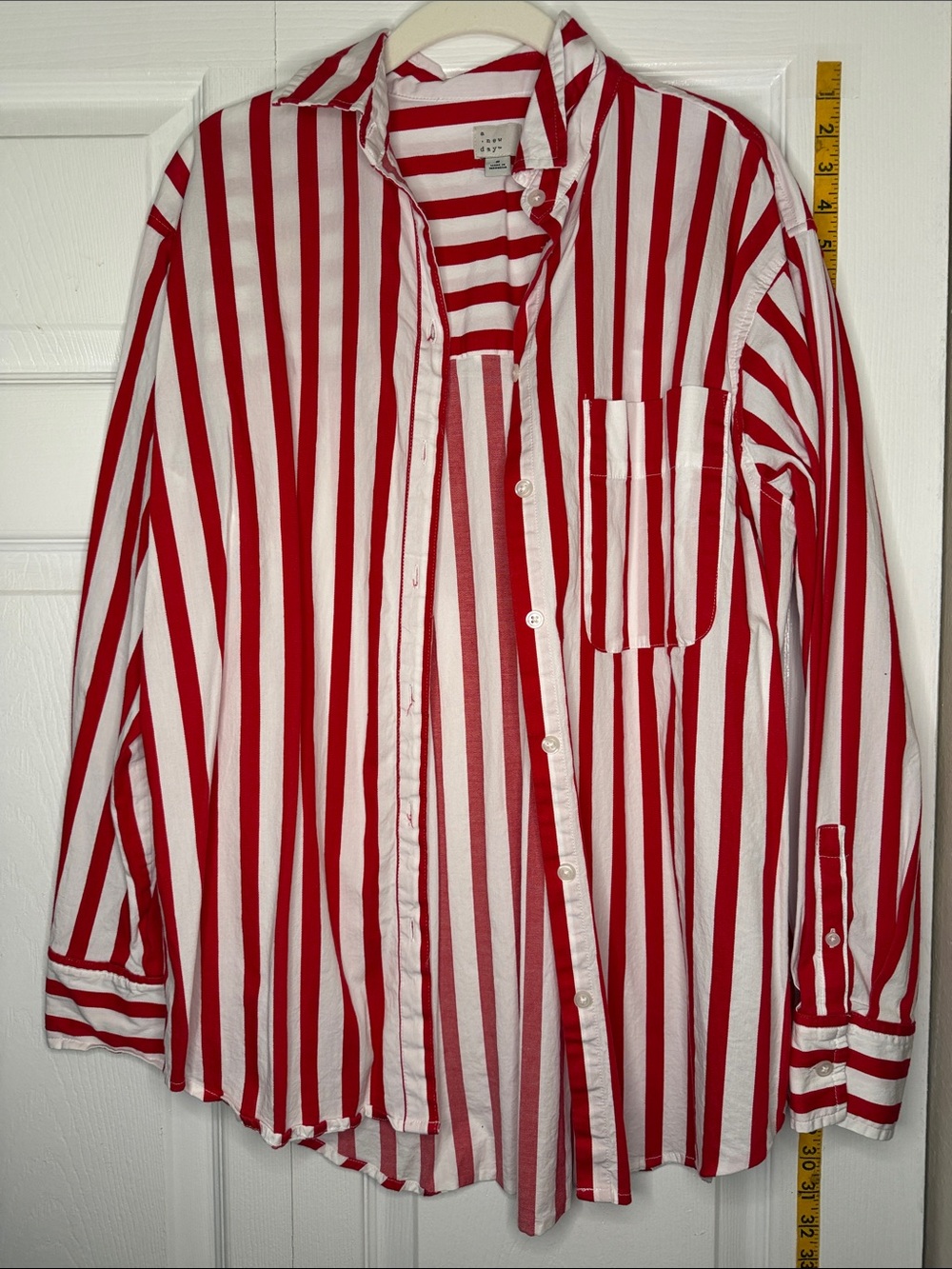 a new day Red and White Striped Button-Up Shirt